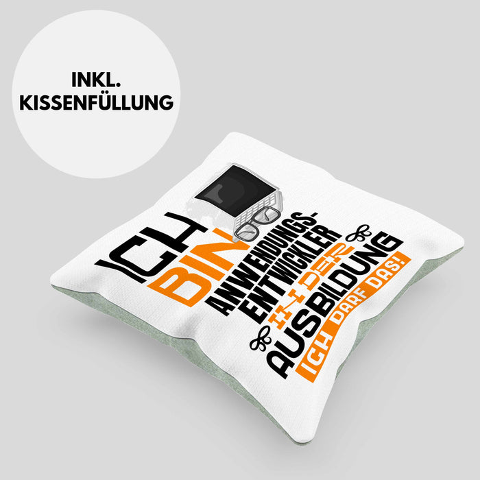 Anwendungsentwickler Ausbildung Kissen mit Füllung 40x40 Geschenk Ich Bin Anwendungsentwickler In Der Ausbildung Ich Darf Das Geschenkidee Spruch (Grau) Grün Trendation