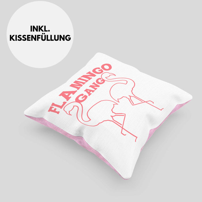Flamingo Pink Lustige Kissen mit Füllung 40x40 Flamingo-Fans Geschenkidee Flamingo-Gang Aufdruck (Grau) Rosa Trendation