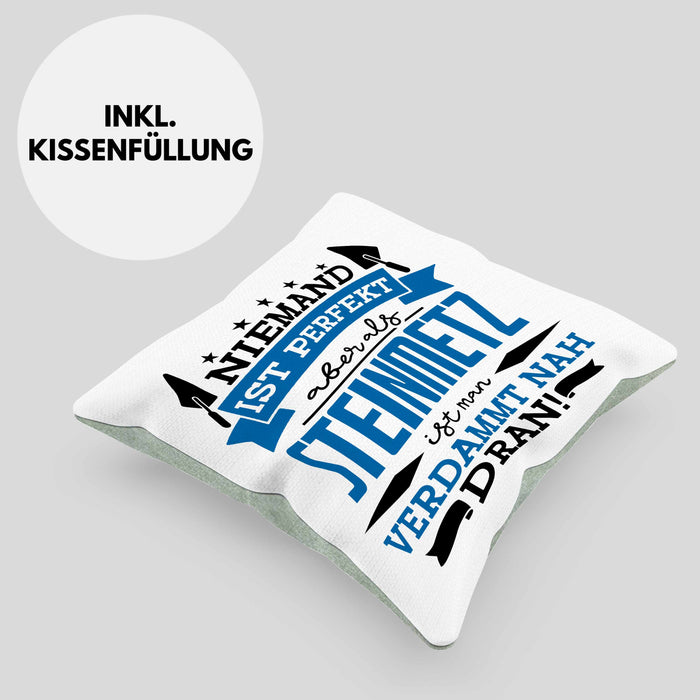 Steinmetz Kissen mit Füllung 40x40 Geschenk Spruch Geschenkidee Spruch Niemand Ist toll (Grau) Grün Trendation