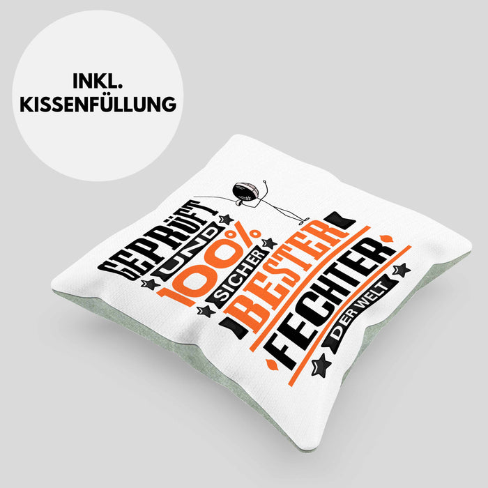 Fechter Geschenk Lustiger Spruch für Fechter Geschenkidee Bester Fechter Der WeltKissen mit Füllung 40x40 (Grau) Grün Trendation