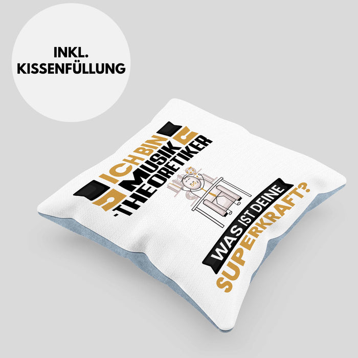Musiktheoretiker Kissen mit Füllung 40x40 Geschenk für Musiktheoretiker Geburtstag Lustiger Spruch Was Ist Deine Superkraft (Grau) Blau Trendation