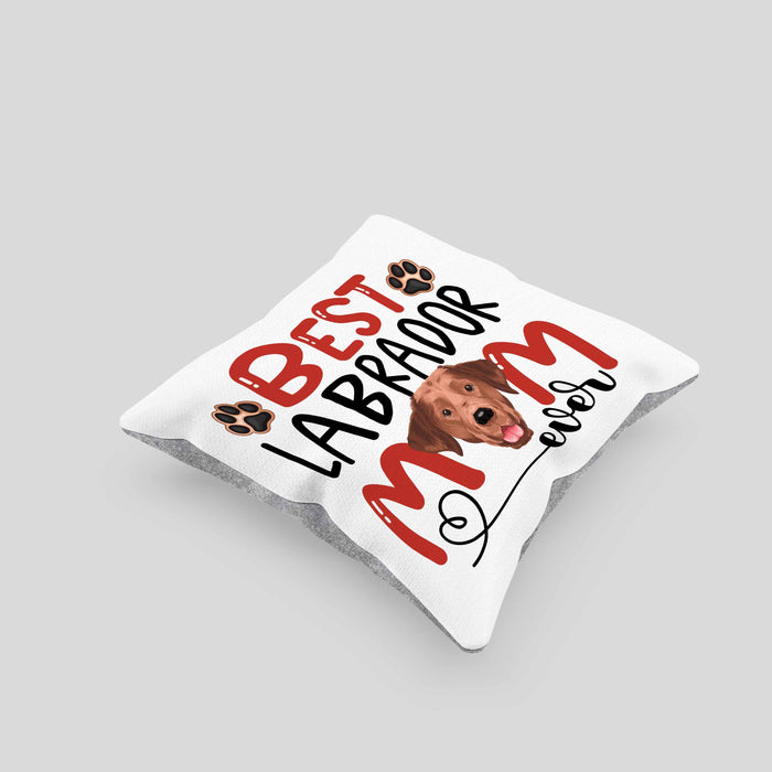 Labrador Mom Besitzerin Kissen mit Füllung 40x40 Geschenk Lustiger Spruch Geschenkidee Besitzerin Labrador Mama (Grau) Grau Trendation