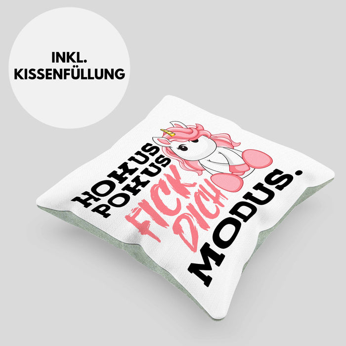 Lustige Ich Hasse Menschen Kissen mit Füllung 40x40 Mit Spruch Einhorn Geschenk Mama Freundin Kollegin Geschenkidee Arbeit Frauen (Grau) Grün Trendation