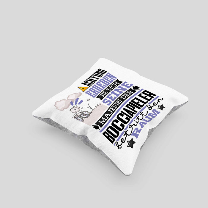 Bocciapieler Geschenk Kissen mit Füllung 40x40 Lustiger Spruch Erheben Sie Sich Der Bocciapieler Betritt den Raum (Grau) Grau Trendation