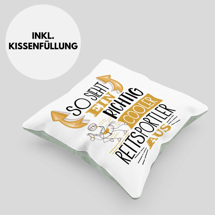 Reitsportler Kissen mit Füllung 40x40 So Sieht Ein Richtig Cooler Reitsportler Aus Geschenk Lustiger Spruch Geschenkidee (Grau) Grün Trendation