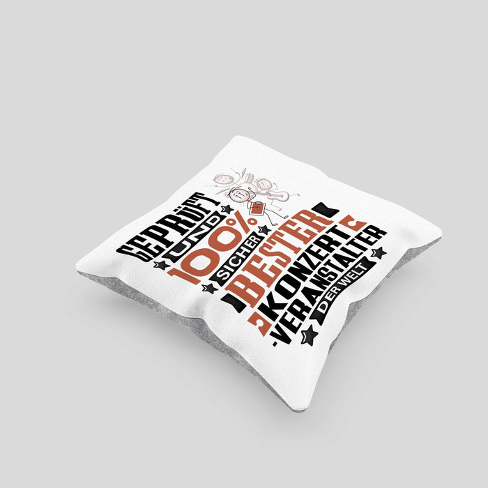 Konzertveranstalter Geschenk Lustiger Spruch für Konzertveranstalter Geschenkidee Bester Konzertveranstalter Der WeltKissen mit Füllung 40x40 (Grau) Grau Trendation