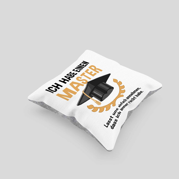 Master Prüfung Kissen mit Füllung 40x40 bestanden Geschenk Abschluss Masterarbeit Exam Prüfung Graduation (Grau) Grau Trendation