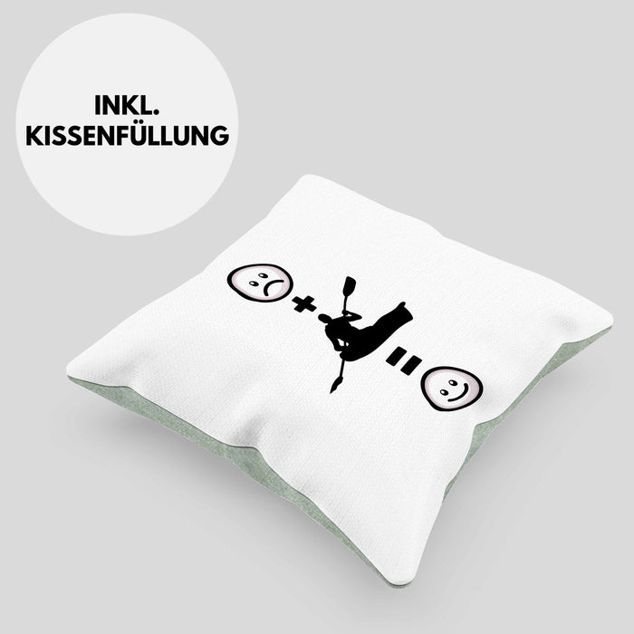 Kajak Kissen mit Füllung 40x40 Geschenk für Kajakfahrer :( + Kajak = :) Lustige Geschenkidee Geburtstag (Grau) Grün Trendation