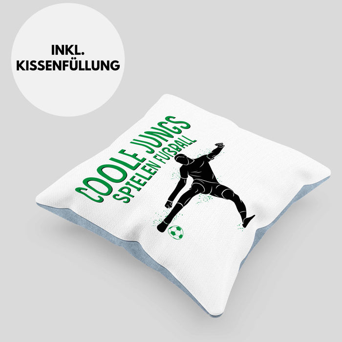 Fußballspieler Kissen mit Füllung 40x40 Geschenk Coole Jungs Spielen Fußball Geschenkidee Jungen (Grau) Blau Trendation