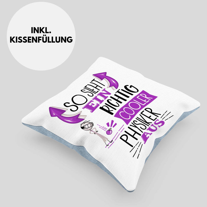 Physiker Kissen mit Füllung 40x40 Geschenk So Sieht Ein RIchtig Cooler Physiker Aus Geschenkidee Lustiger Spruch Geburtstag Physiklehrer Student (Grau) Blau Trendation