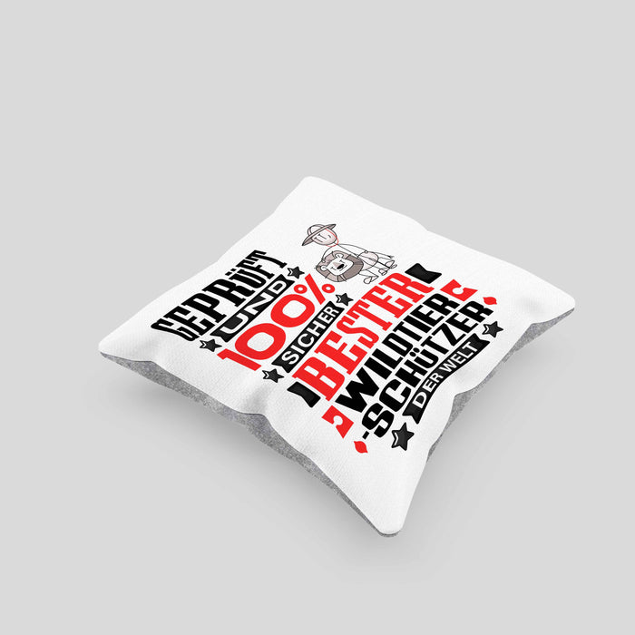 Wildtierschützer Geschenk Lustiger Spruch für Wildtierschützer Geschenkidee Bester Wildtierschützer Der WeltKissen mit Füllung 40x40 (Grau) Grau Trendation