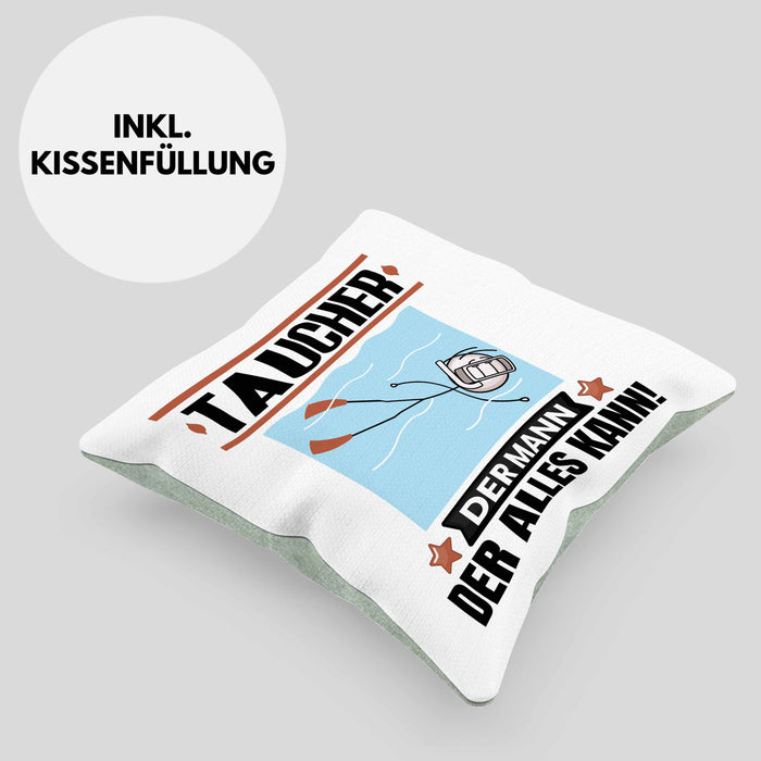 Taucher Kissen mit Füllung 40x40 Geschenk für Taucher Der Mann Der Alles Kann Geschenkidee zum Geburtstag (Grau) Grün Trendation