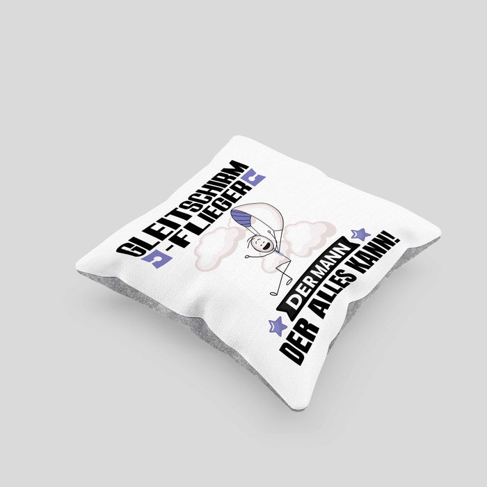 Gleitschirmflieger Kissen mit Füllung 40x40 Geschenk für Gleitschirmflieger Der Mann Der Alles Kann Geschenkidee zum Geburtstag (Grau) Grau Trendation