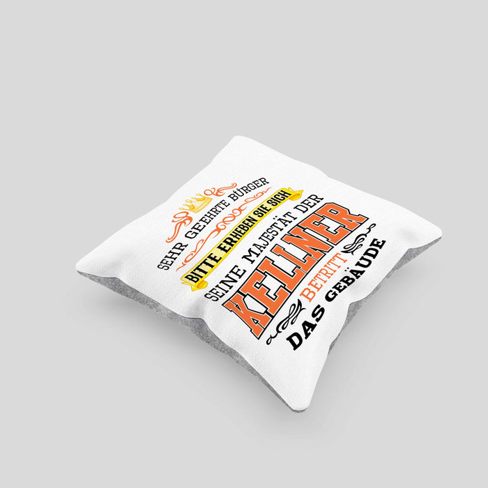 Kellner Kissen mit Füllung 40x40 Geschenk für Kellner Gastro Geschenke Geschenkidee (Grau) Grau Trendation