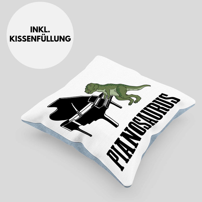Pinaosaurus Piano-Spieler Kissen mit Füllung 40x40 Geschenk Klavier (Grau) Blau Trendation