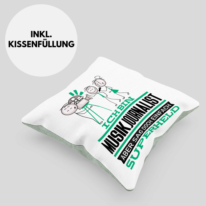 Musikjournalist Geschenk Kissen mit Füllung 40x40 Ich Bin Musikjournalist Aber Sag Doch Einfach Superheld Lustige Geschenkdiee für Musikjournalist (Grau) Grün Trendation