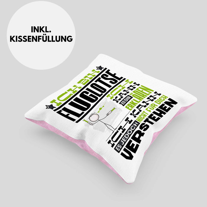 Fluglotse Geschenk Kaffee-Kissen mit Füllung 40x40 Geschenkidee für Fluglotse Ich Bin Fluglotse Ich Kann Es Dir Erklären Jedoch Nicht Für Dich Verstehen Spruch Lustig (Grau) Rosa Trendation