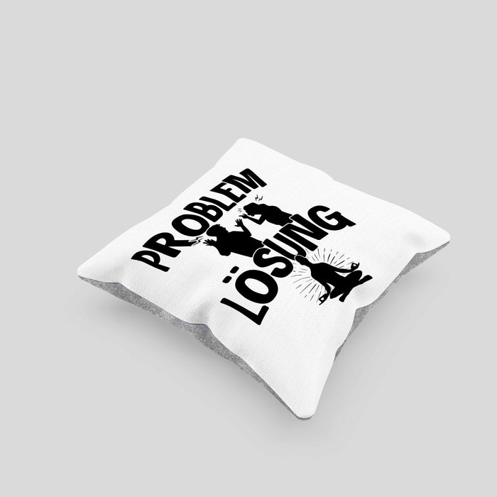 Yoga Kissen mit Füllung 40x40 Geschenk für Yogalehrer Männer Geschenkidee Problem und Lösung Yoga (Grau) Grau Trendation