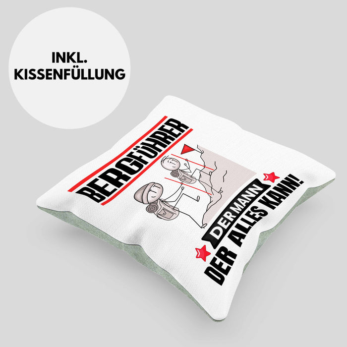 Bergführer Kissen mit Füllung 40x40 Geschenk für Bergführer Der Mann Der Alles Kann Geschenkidee zum Geburtstag (Grau) Grün Trendation