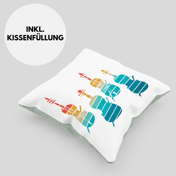 Geigenspieler Geschenk Kissen mit Füllung 40x40 Geigenspielerin Geigen Grafik Retro (Grau) Grün Trendation