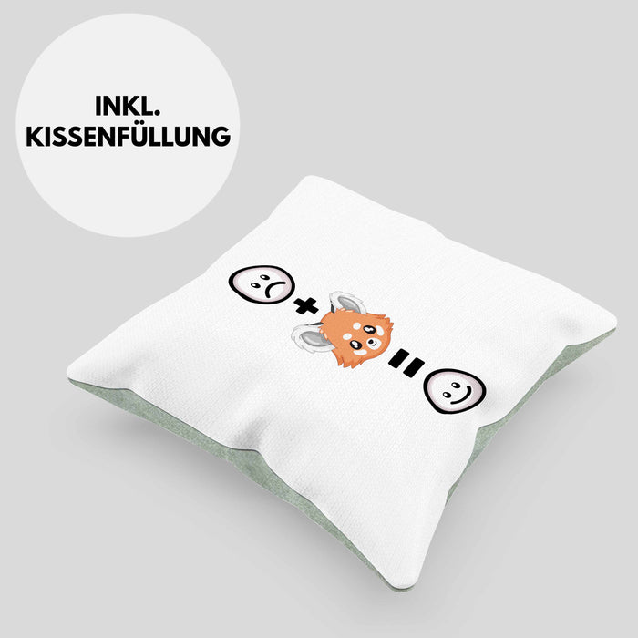 Roter Panda Kissen mit Füllung 40x40 Geschenk für Roter Panda Liebhaber :( + Roter Panda = :) Lustige Geschenkidee Geburtstag (Grau) Grün Trendation