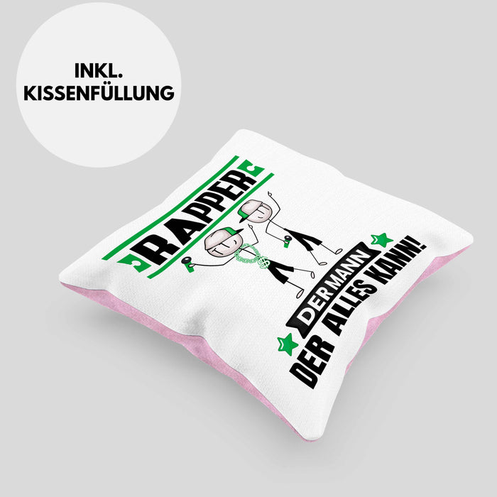 Rapper Kissen mit Füllung 40x40 Geschenk für Rapper Der Mann Der Alles Kann Geschenkidee zum Geburtstag (Grau) Rosa Trendation