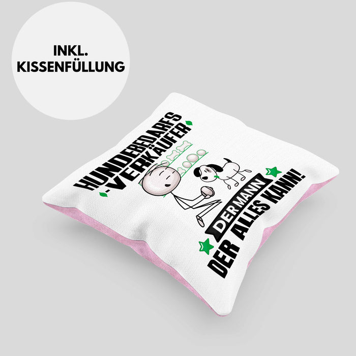 Hundebedarfsverkäufer Kissen mit Füllung 40x40 Geschenk für Hundebedarfsverkäufer Der Mann Der Alles Kann Geschenkidee zum Geburtstag (Grau) Rosa Trendation