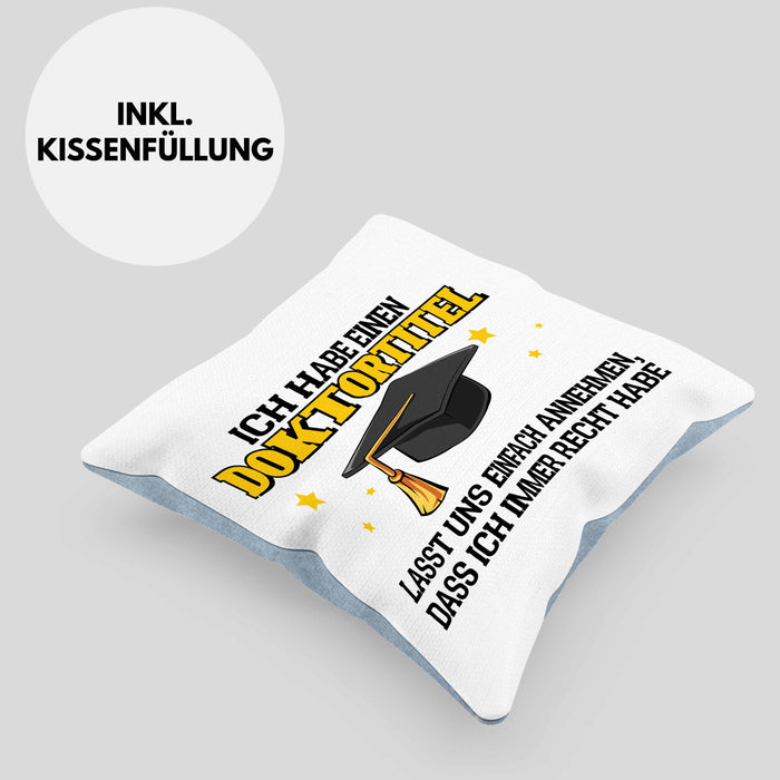 Lustige Kissen mit Füllung 40x40 Doktortitel Bestanden- Geschenk Bestandene Prüfung (Grau) Blau Trendation