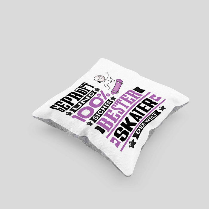 Skater Geschenk Lustiger Spruch für Skater Geschenkidee Bester Skater Der WeltKissen mit Füllung 40x40 (Grau) Grau Trendation