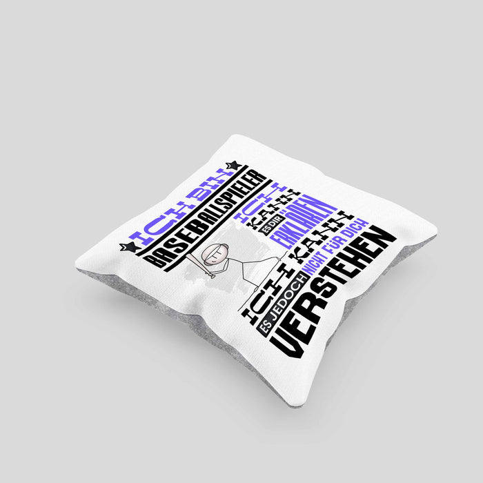 Baseballspieler Geschenk Kaffee-Kissen mit Füllung 40x40 Geschenkidee für Baseballspieler Ich Bin Baseballspieler Ich Kann Es Dir Erklären Jedoch Nicht Für Dich Verstehen Spruch Lustig (Grau) Grau Trendation