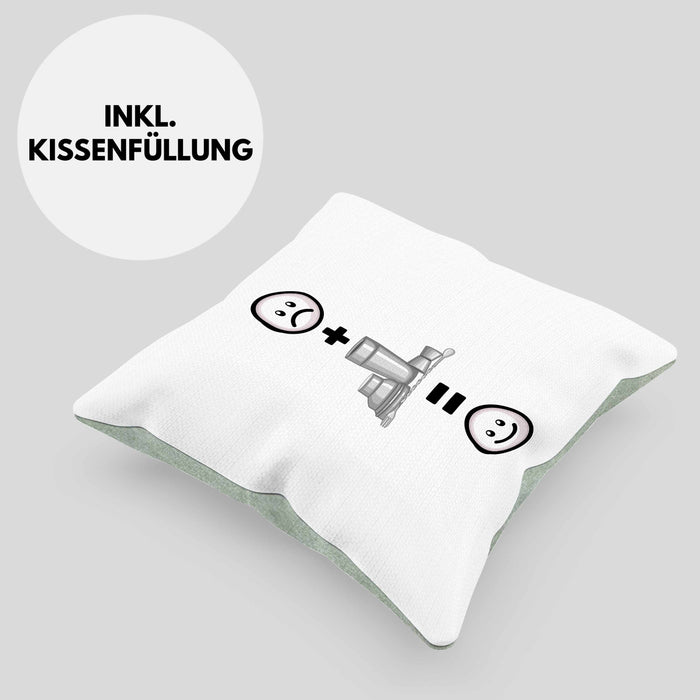 Barkeeper Kissen mit Füllung 40x40 Geschenk für Barkepper :( + Bartender = :) Lustige Geschenkidee Geburtstag (Grau) Grün Trendation