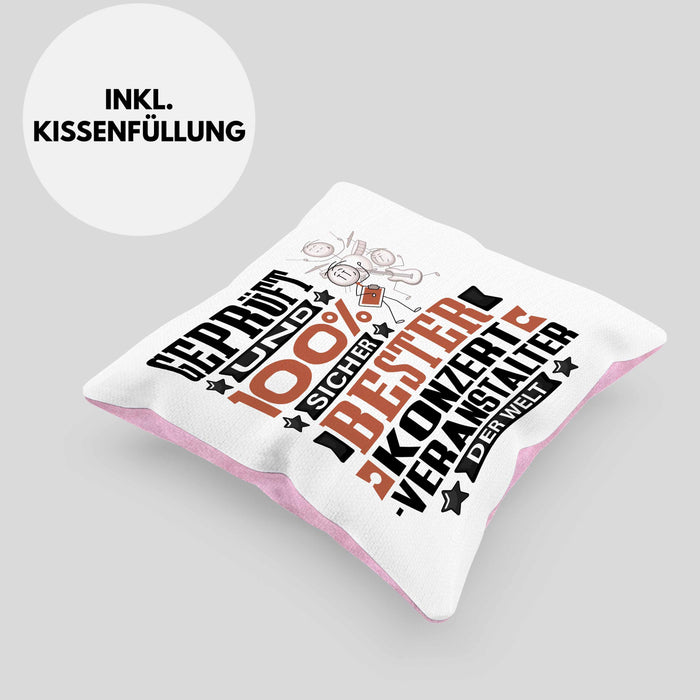 Konzertveranstalter Geschenk Lustiger Spruch für Konzertveranstalter Geschenkidee Bester Konzertveranstalter Der WeltKissen mit Füllung 40x40 (Grau) Rosa Trendation