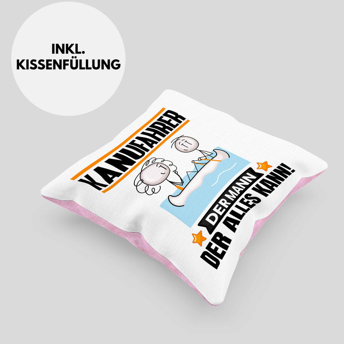 Kanufahrer Kissen mit Füllung 40x40 Geschenk für Kanufahrer Der Mann Der Alles Kann Geschenkidee zum Geburtstag (Grau) Rosa Trendation