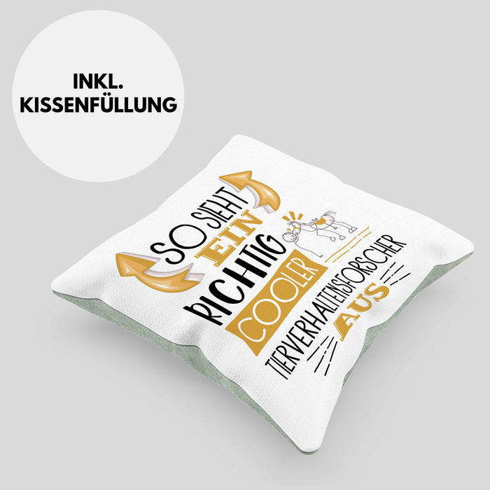 Tierverhaltensforscher Kissen mit Füllung 40x40 So Sieht Ein Richtig Cooler Tierverhaltensforscher Aus Geschenk Lustiger Spruch Geschenkidee (Grau) Grün Trendation