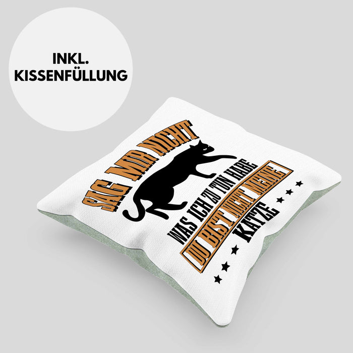 Lustige Kissen mit Füllung 40x40 für Katzenbesitzer Geschenk für Katzen-Mamas (Grau) Grün Trendation