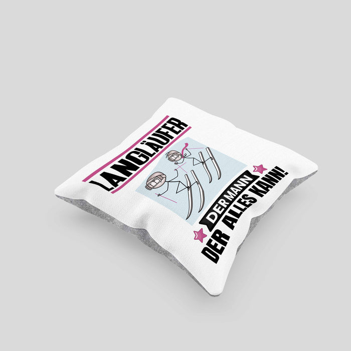 Langläufer Kissen mit Füllung 40x40 Geschenk für Langläufer Der Mann Der Alles Kann Geschenkidee zum Geburtstag (Grau) Grau Trendation