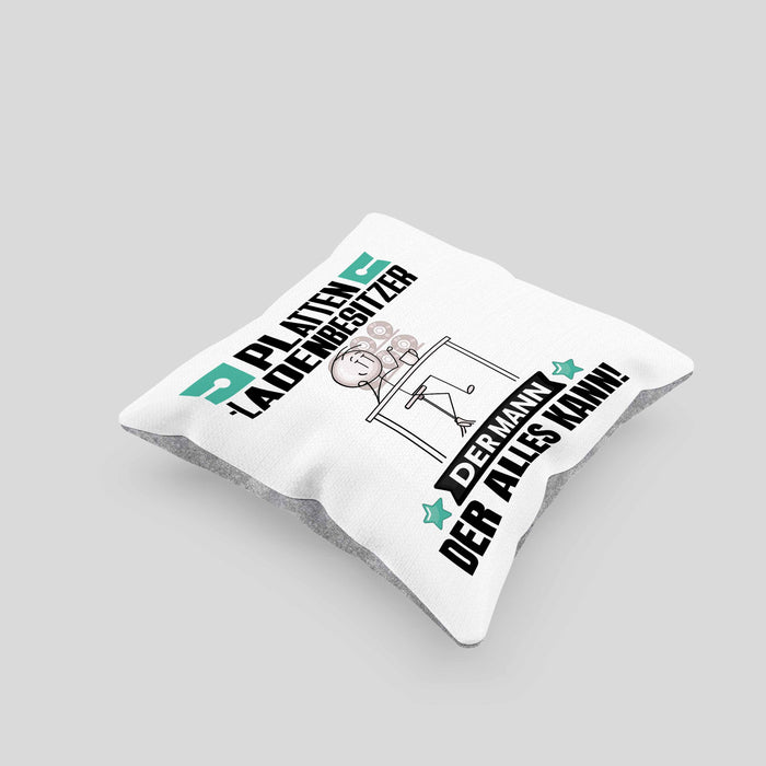 Plattenladenbesitzer Kissen mit Füllung 40x40 Geschenk für Plattenladenbesitzer Der Mann Der Alles Kann Geschenkidee zum Geburtstag (Grau) Grau Trendation