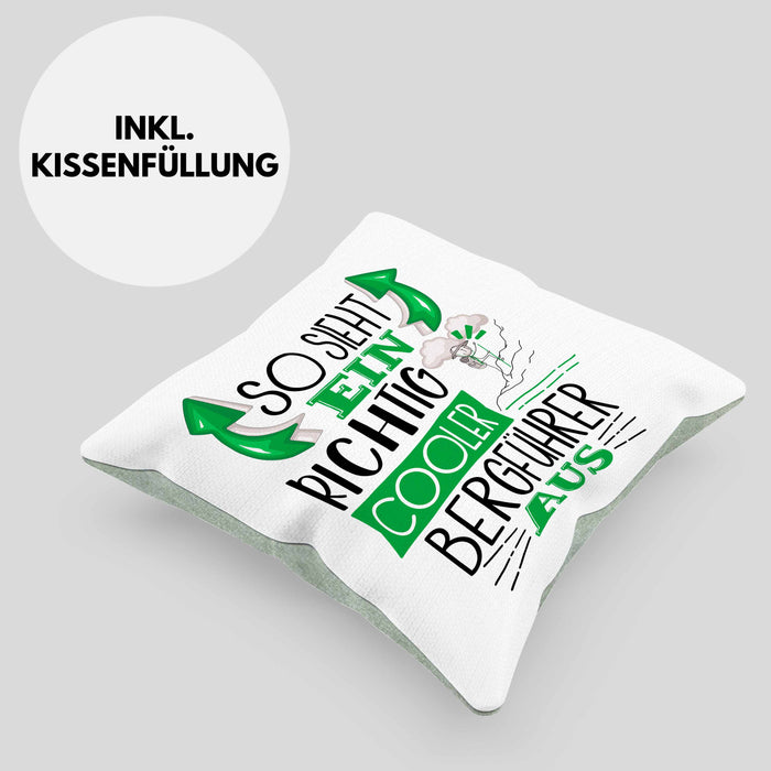 So Sieht Ein Richtig Cooler Bergführer Aus Kissen mit Füllung 40x40 Geschenk für Bergführer Geburtstag Geschenkdiee (Grau) Grün Trendation