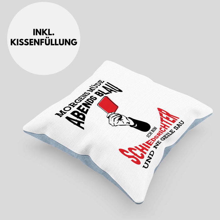 Schiedsrichter Kissen mit Füllung 40x40 Geschenk für Schiedsrichter mit Spruch (Grau) Blau Trendation