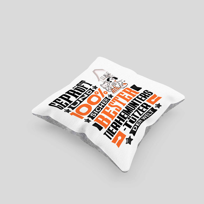 Tierheimunterstützer Geschenk Lustiger Spruch für Tierheimunterstützer Geschenkidee Bester Tierheimunterstützer Der WeltKissen mit Füllung 40x40 (Grau) Grau Trendation
