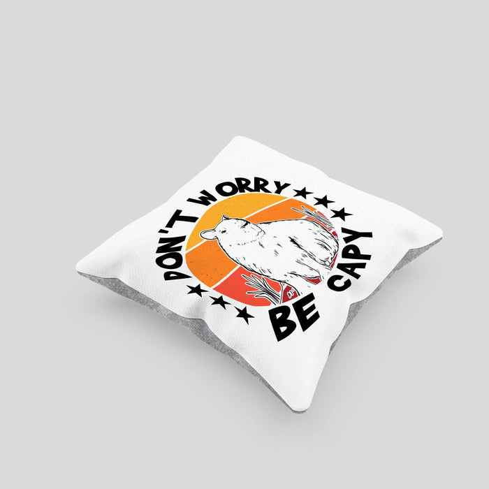 Don't Worry Be Capy Kissen mit Füllung 40x40 Capybara Tier Geschenk für Capybara Liebhaber (Grau) Grau Trendation