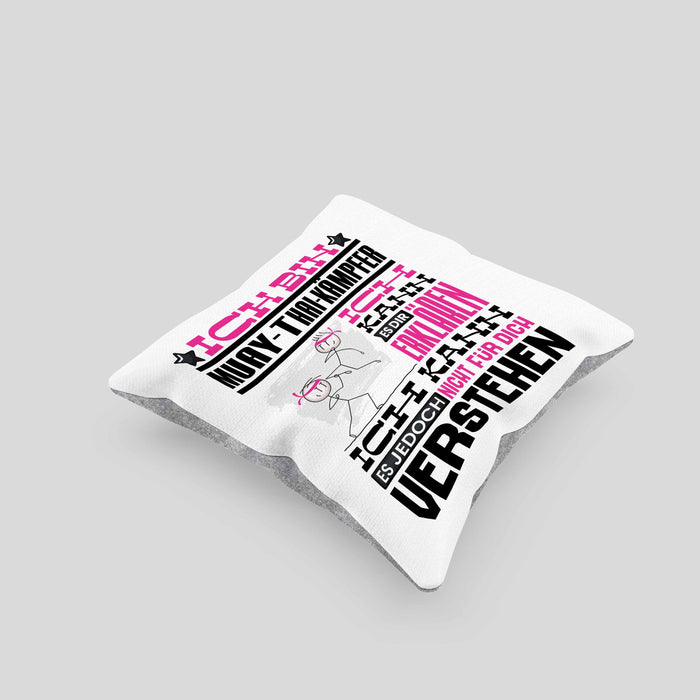 Muay-Thai-Kämpfer Geschenk Kaffee-Kissen mit Füllung 40x40 Geschenkidee für Muay-Thai-Kämpfer Ich Bin Muay-Thai-Kämpfer Ich Kann Es Dir Erklären Jedoch Nicht Für Dich Verstehen Spruch Lustig (Grau) Grau Trendation