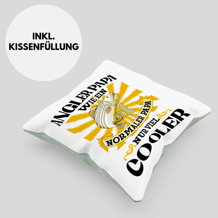 Angler Papa Geschenk Vatertag Geschenkidee von Sohn für Angler-VaterKissen mit Füllung 40x40 (Grau) Grün Trendation