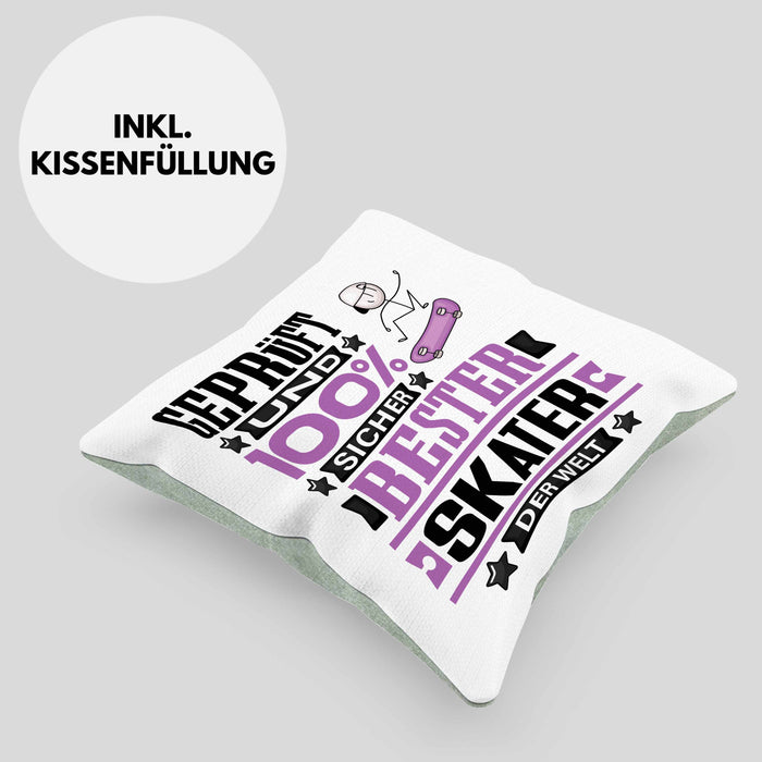 Skater Geschenk Lustiger Spruch für Skater Geschenkidee Bester Skater Der WeltKissen mit Füllung 40x40 (Grau) Grün Trendation