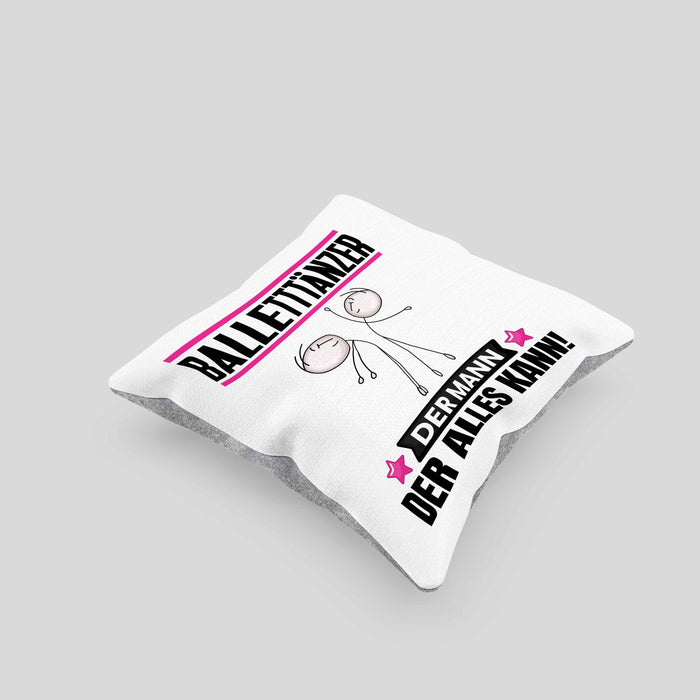 Balletttänzer Kissen mit Füllung 40x40 Geschenk für Balletttänzer Der Mann Der Alles Kann Geschenkidee zum Geburtstag (Grau) Grau Trendation
