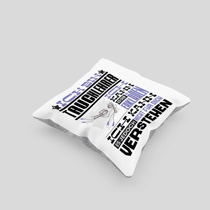 Tauchlehrer Geschenk Kaffee-Kissen mit Füllung 40x40 Geschenkidee für Tauchlehrer Ich Bin Tauchlehrer Ich Kann Es Dir Erklären Jedoch Nicht Für Dich Verstehen Spruch Lustig (Grau) Grau Trendation