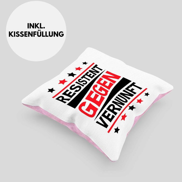 Resistent Gegen Vernunft Kissen mit Füllung 40x40 Geschenk Häferl (Grau) Rosa Trendation