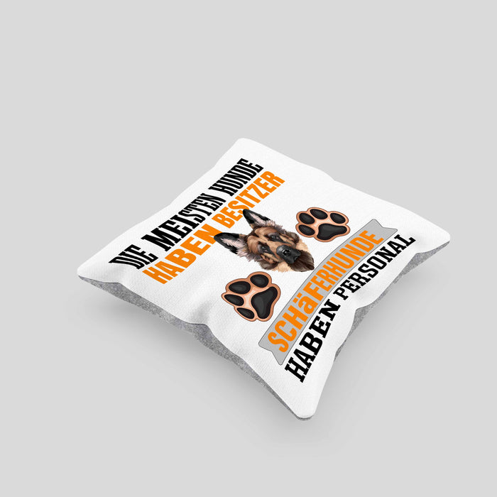 Schäferhund Besitzer Kissen mit Füllung 40x40 Geschenk Lustiger Spruch Geschenkidee Besitzerin Schäferhund Haben Personal (Grau) Grau Trendation