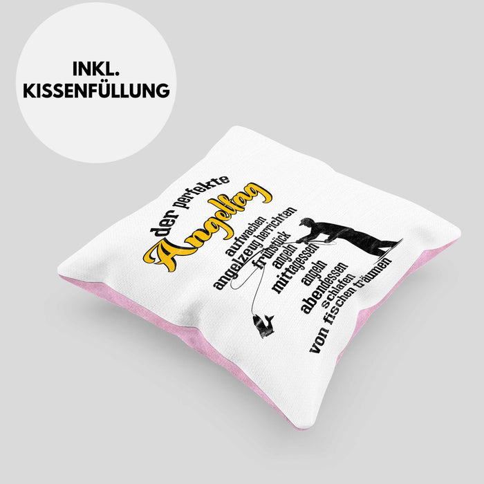 Kissen mit Füllung 40x40 für Angler Geschenk für Fischer Geschenkidee (Grau) Rosa Trendation