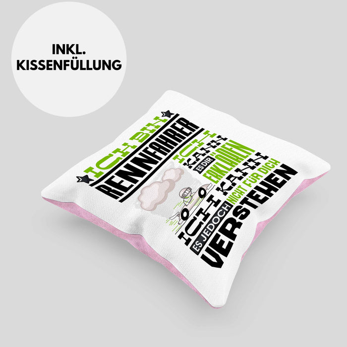 Rennfahrer Geschenk Kaffee-Kissen mit Füllung 40x40 Geschenkidee für Rennfahrer Ich Bin Rennfahrer Ich Kann Es Dir Erklären Jedoch Nicht Für Dich Verstehen Spruch Lustig (Grau) Rosa Trendation
